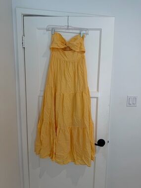 Paliskate yellow strapless bandeau dress size Small